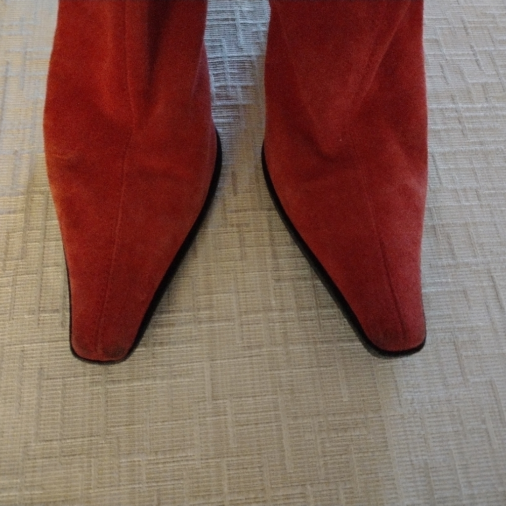 Vicini Women's Tall Red Suede Leather Boots Sz 38 US 7.5 - Picture 3 of 12